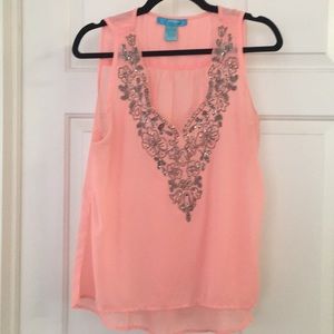Sheer beaded tank top